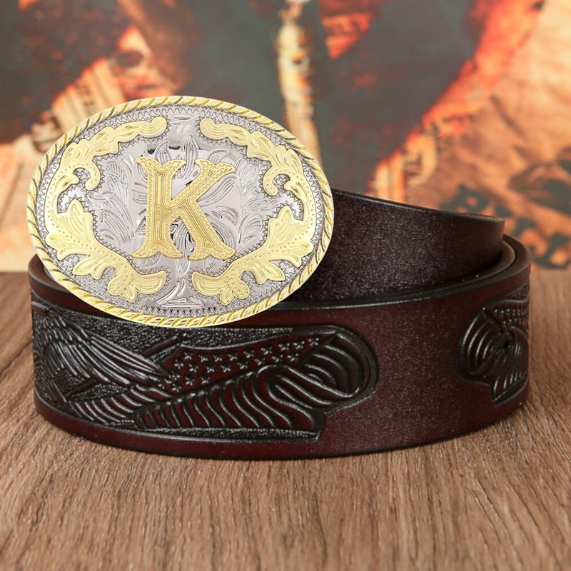 WMG Western Belt Buckle Initial Letters ABCDMRJ to Z Cowboy Belt Buckle, Rodeo Buckles for Men & Women - Image 3